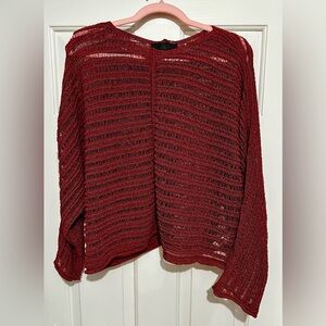 Zara Maroon Open-Knit Sweater
